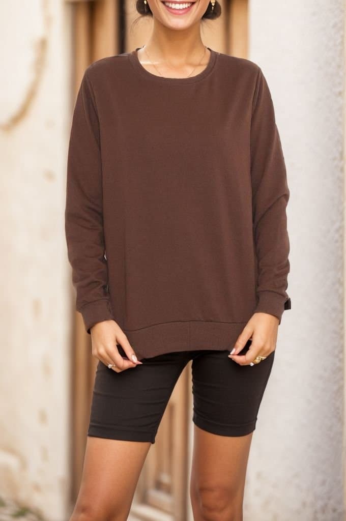 Yırtmaçlı Sweat Kahve