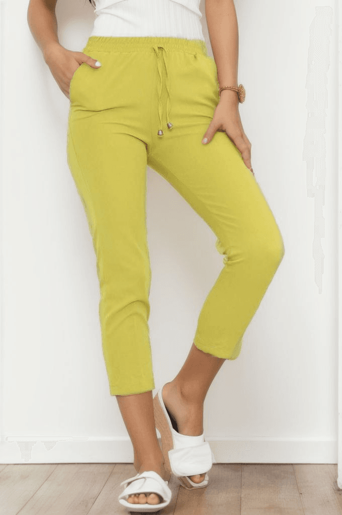 Beli Lastikli Duble Pantolon Yağyeşili