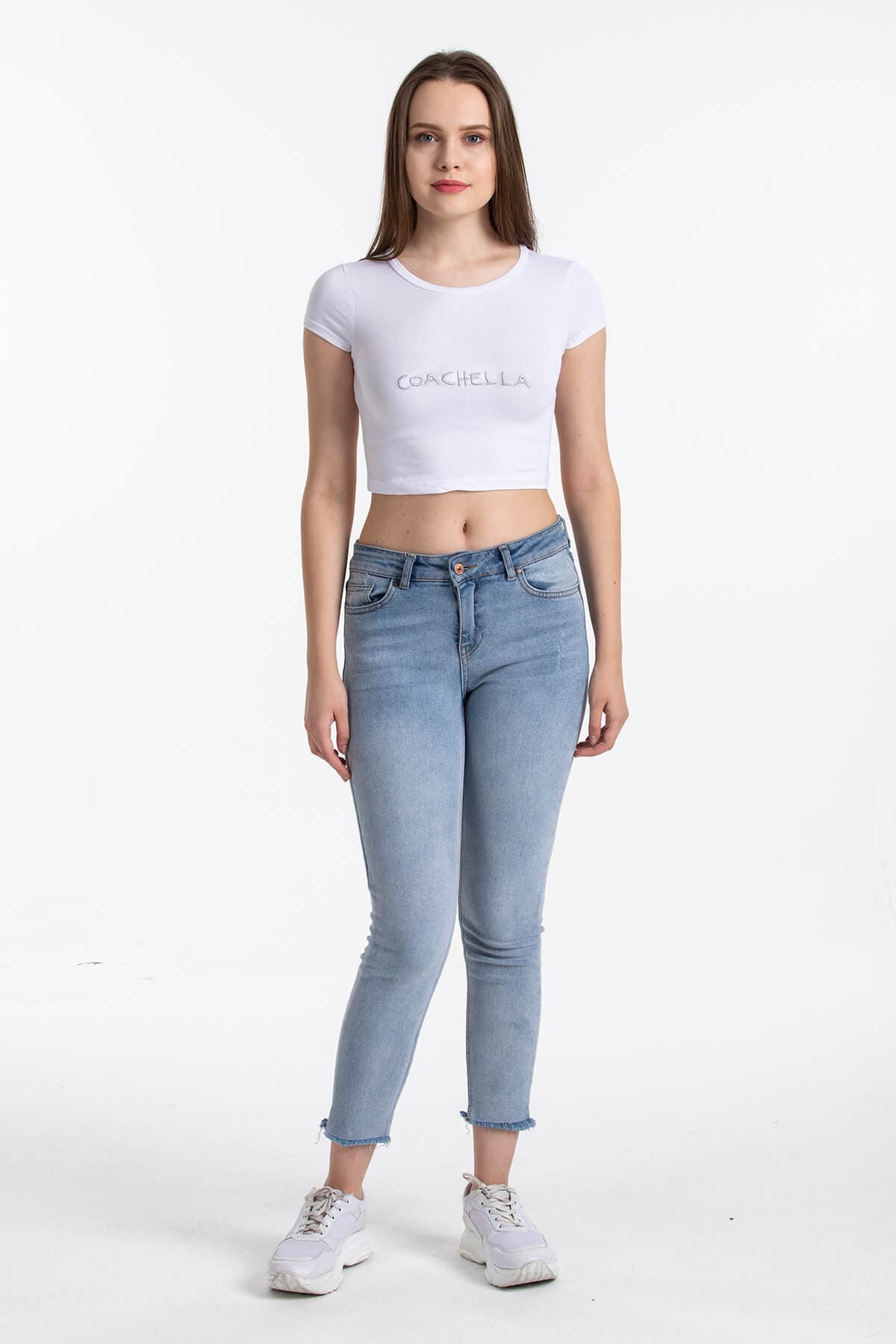 Coachella Basic Crop Beyaz