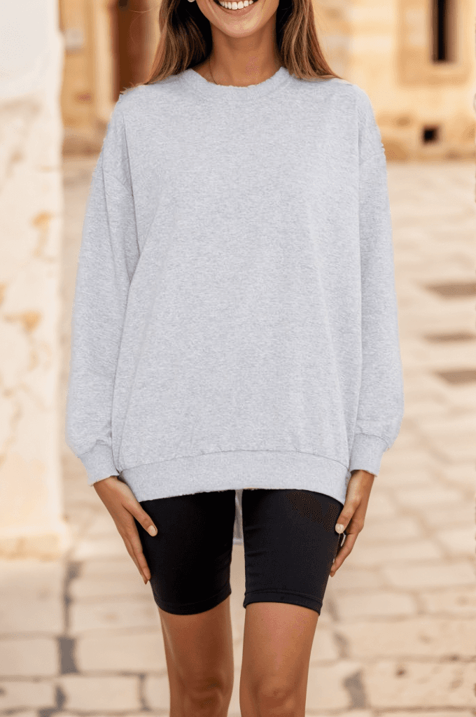 Bisiklet Yaka Sweat Gri