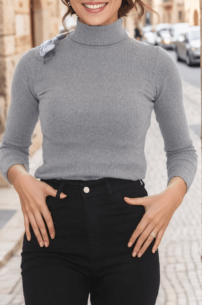 Balıkçı Yaka Body Gri
