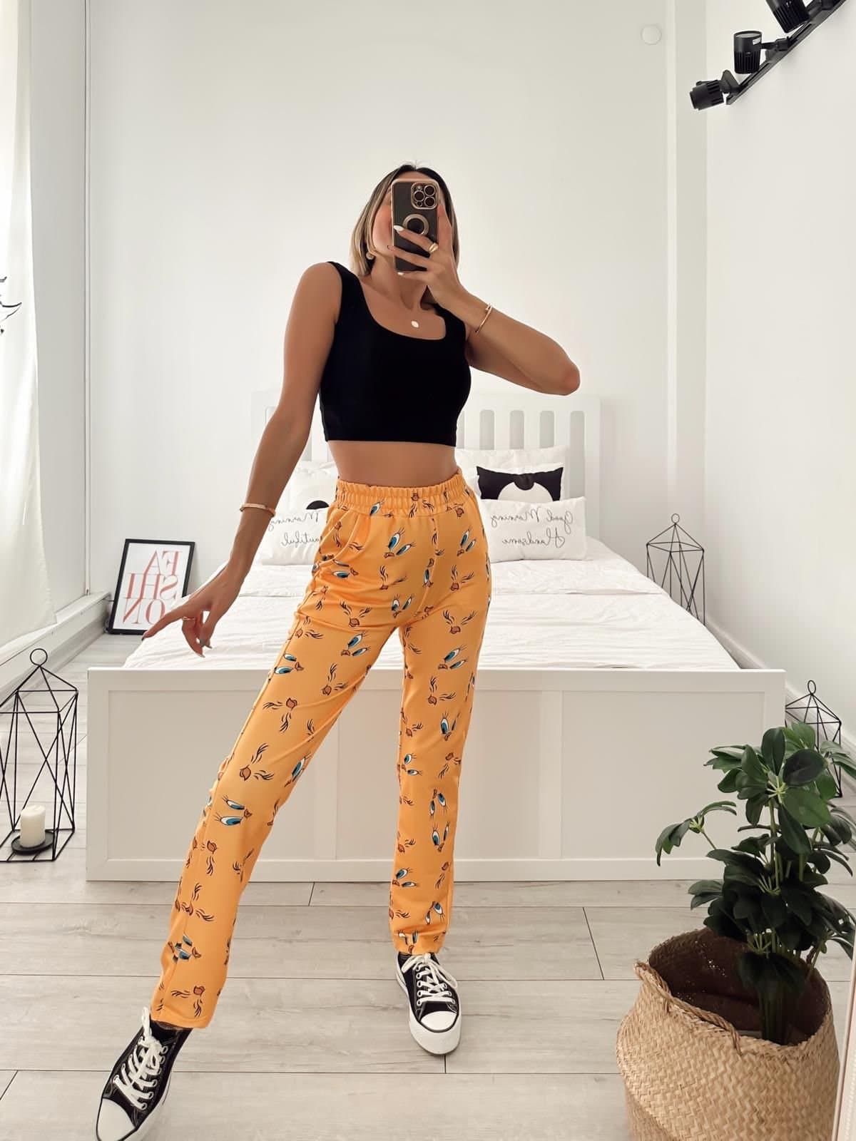 Kadın Tweety Desenli Beli Lastikli Eşofman Altı