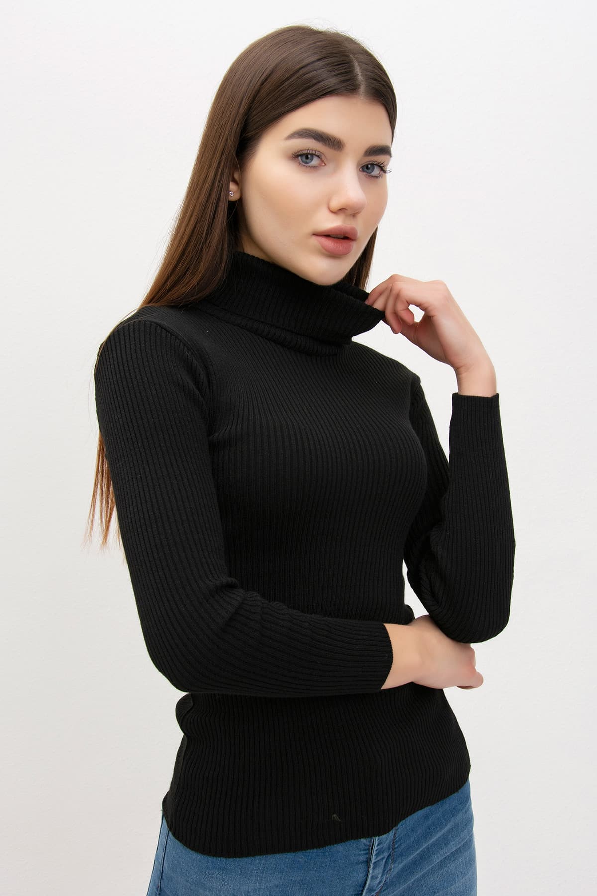 Balıkçı Yaka Basic Triko Siyah