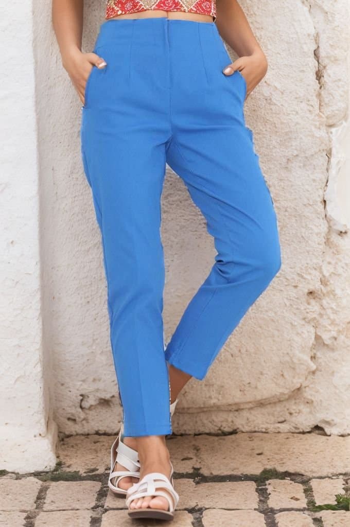 Beli Pensli Duble Pantolon Mavi