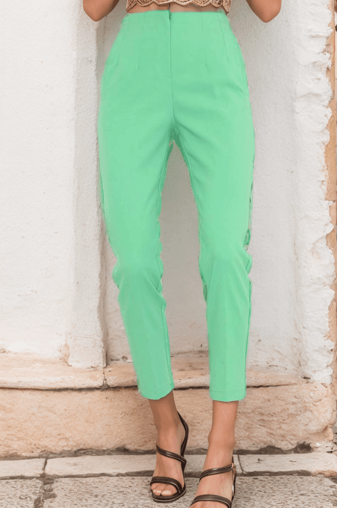 Beli Pensli Duble Pantolon Yeşil