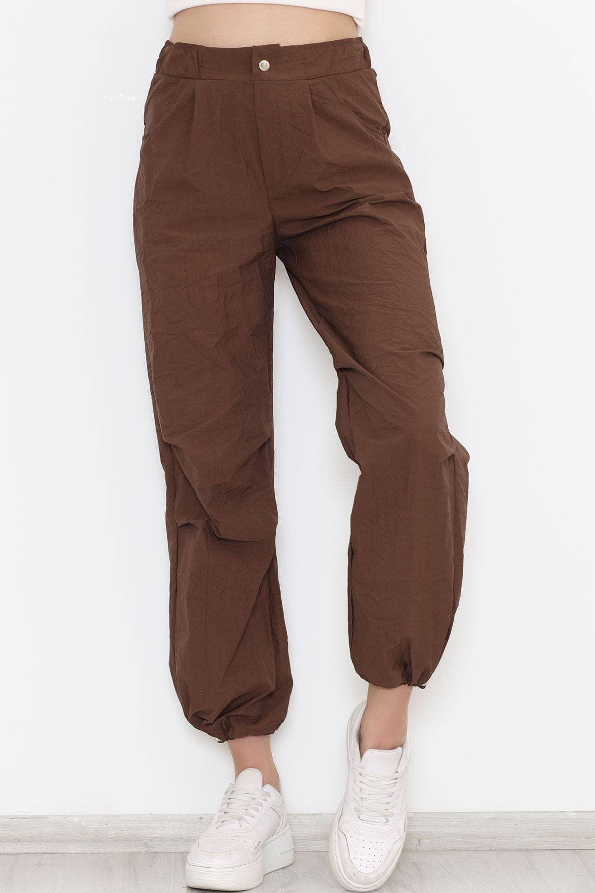 Paraşüt Kumaş Pantolon Kahve