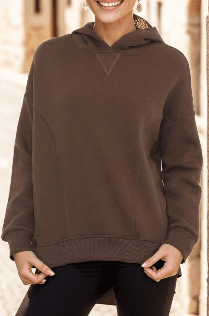 Kapşonlu Sweat Kahve