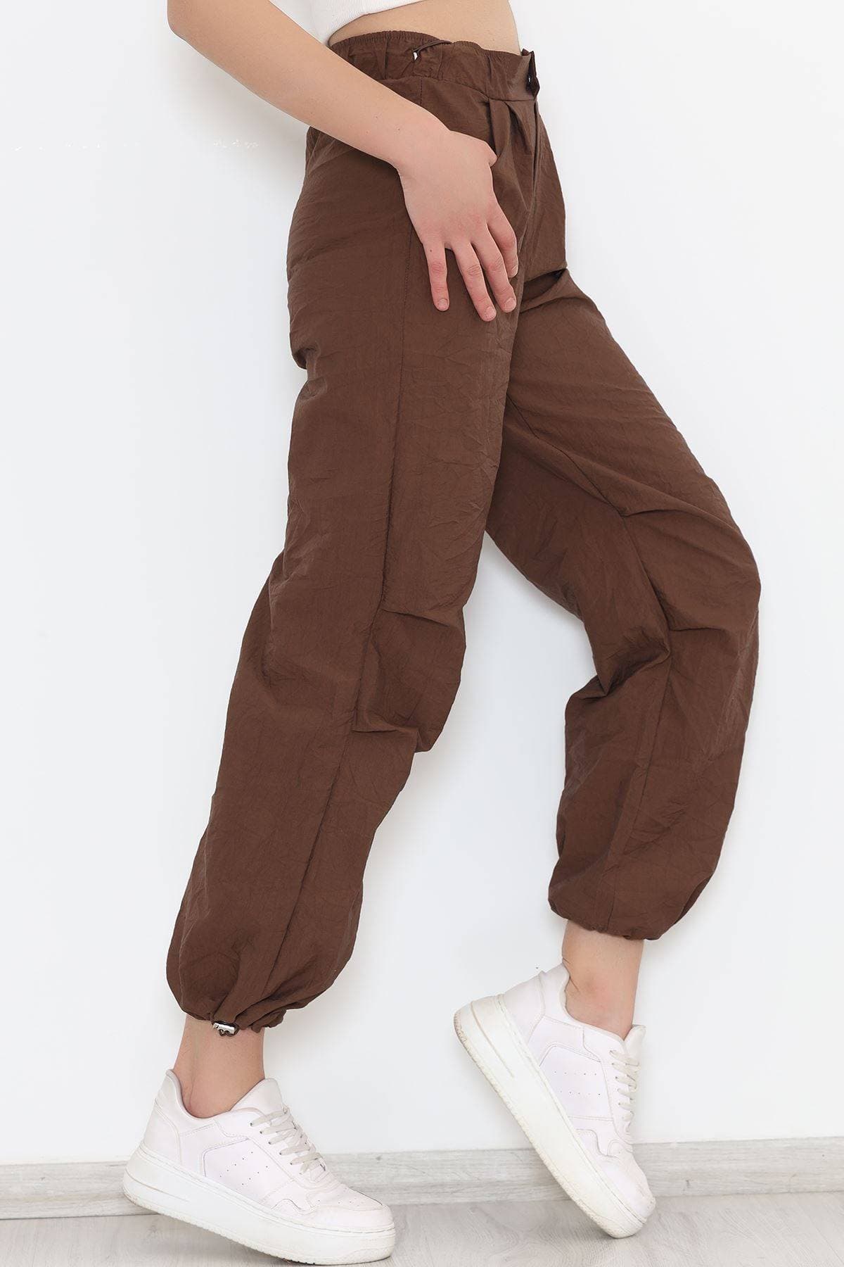 Paraşüt Kumaş Pantolon Kahve