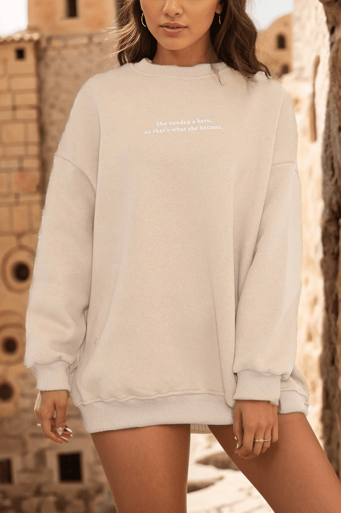 Baskılı Sweat Bej
