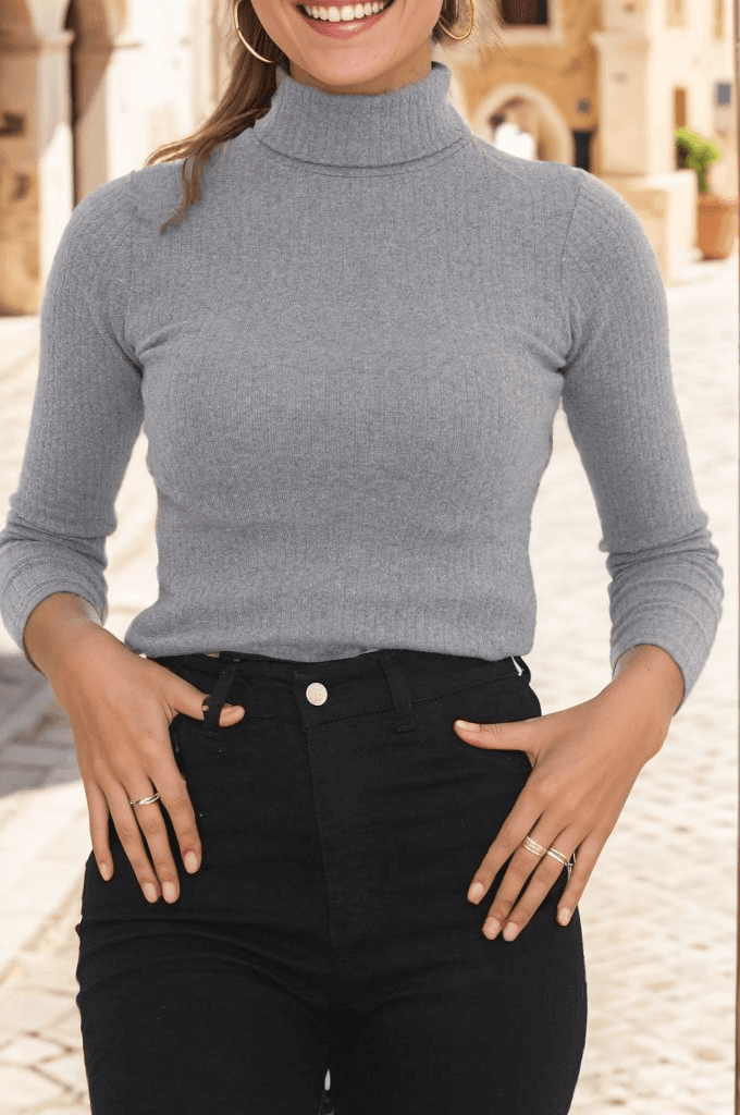Balıkçı Yaka Body Gri