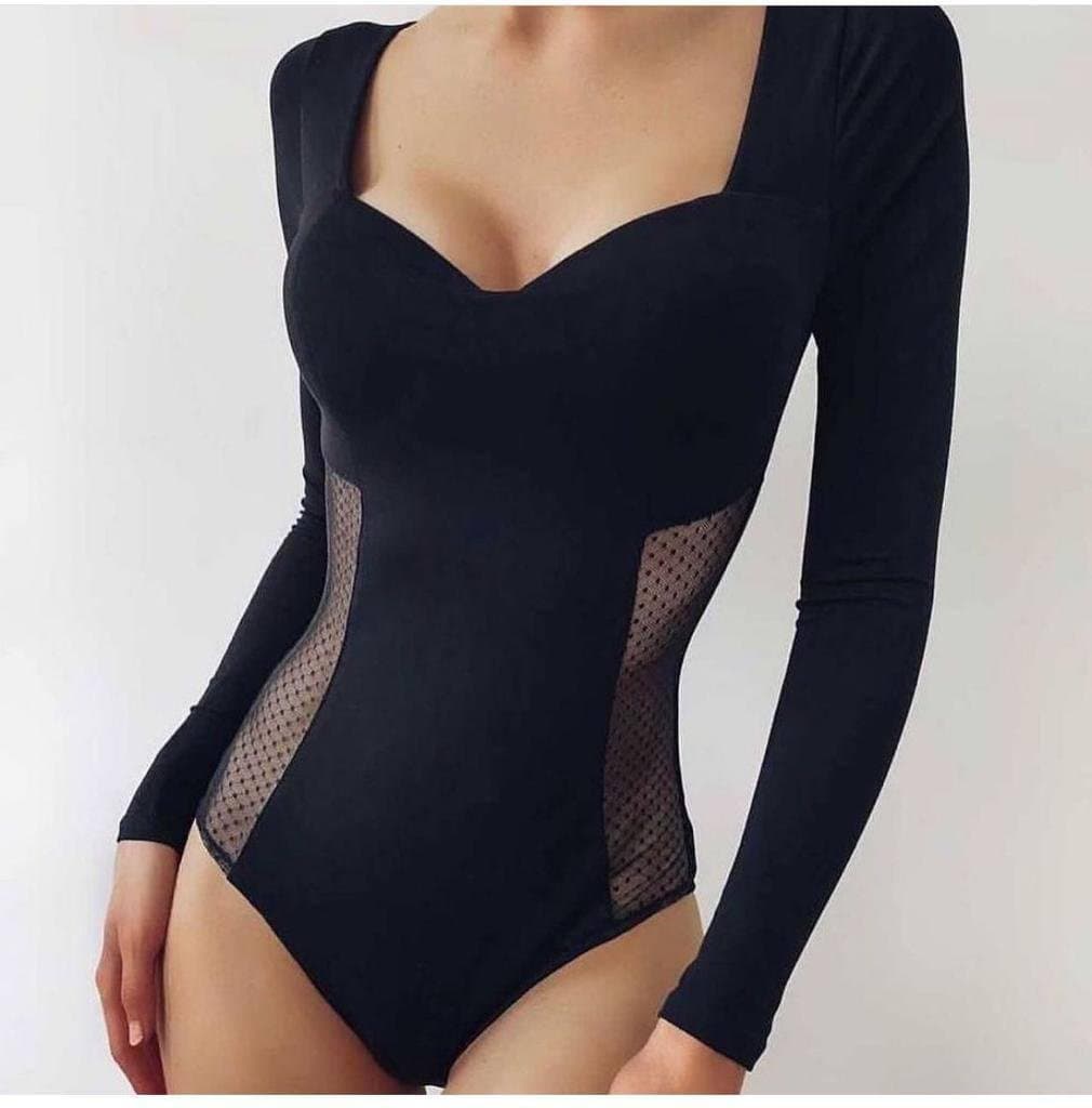Kadın Likralı Sandy Ve Puantiye Tül Kumaş Bodysuit