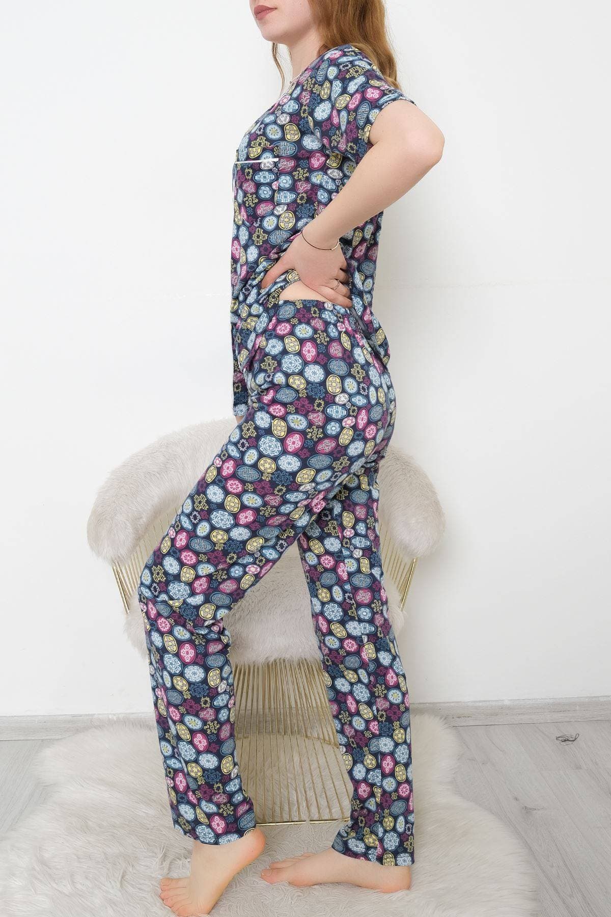 Düğmeli Pijama Takımı Laciyeşil