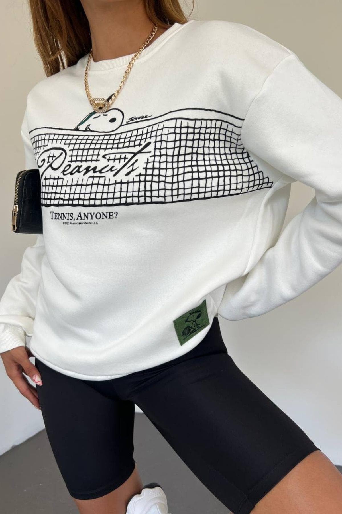 Snoopy Baskılı Şardonlu Sweat Beyaz