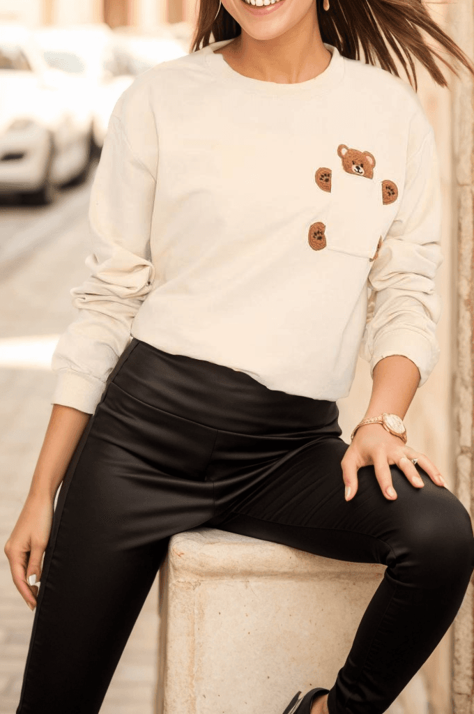 Ayıcık Detaylı Sweat Açıkvizon