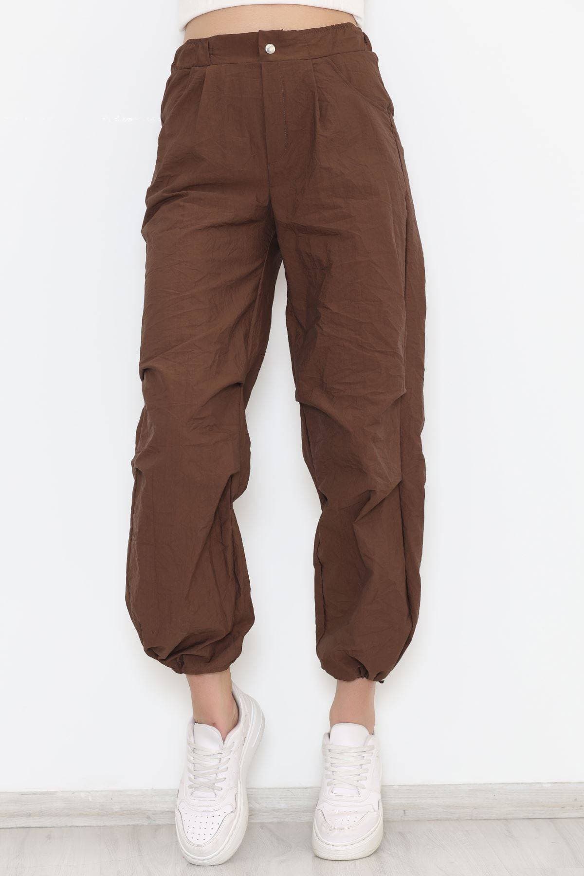 Paraşüt Kumaş Pantolon Kahve