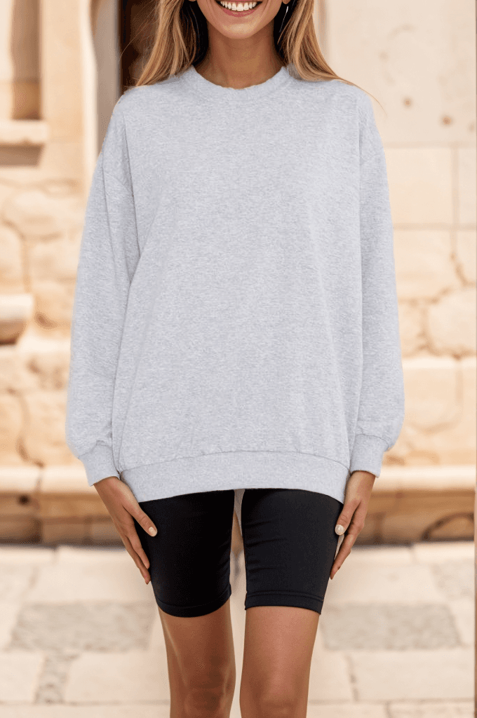 Bisiklet Yaka Sweat Gri