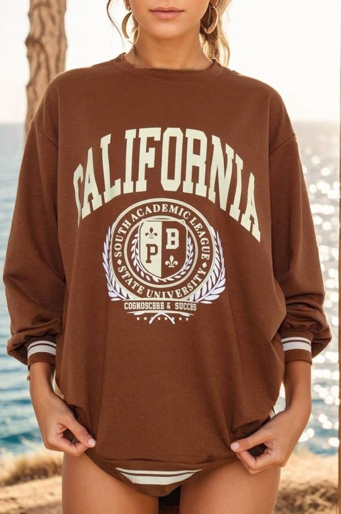 Baskılı Sweat Kahve