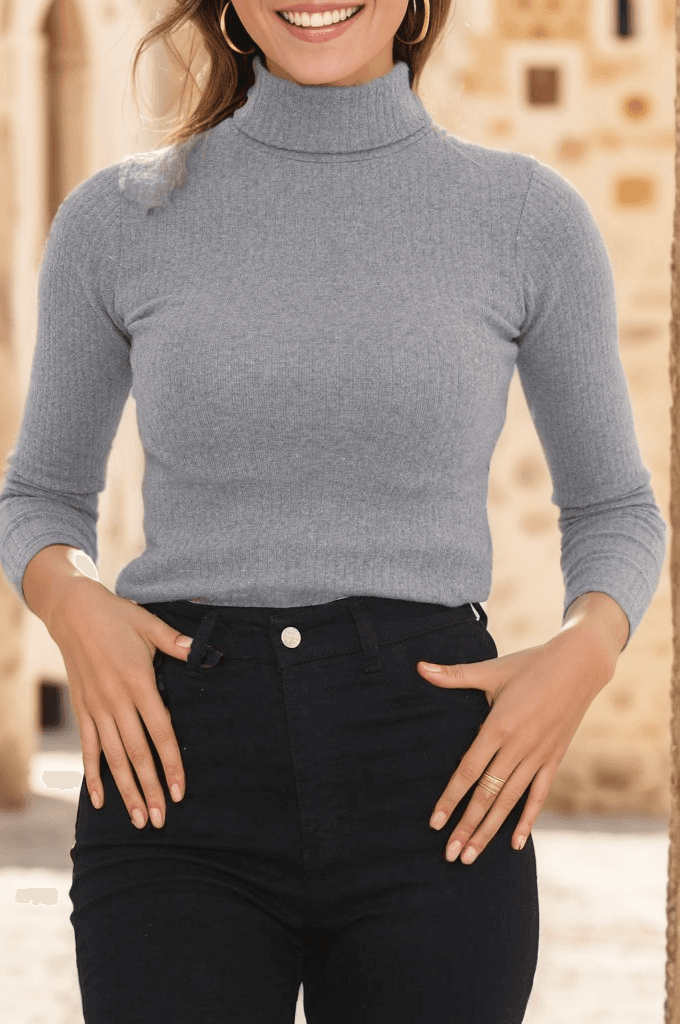 Balıkçı Yaka Body Gri