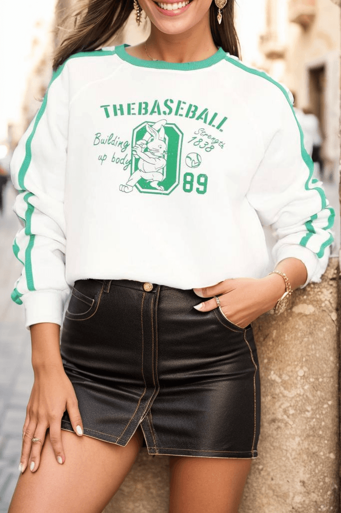 Baskılı Sweat Ekru