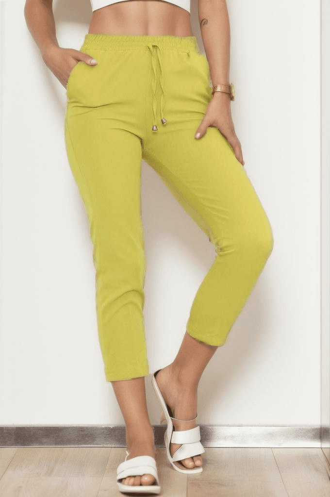 Beli Lastikli Duble Pantolon Yağyeşili