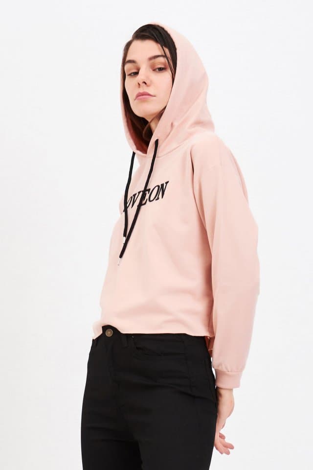 Nakışlı Sweatshirt Pudra