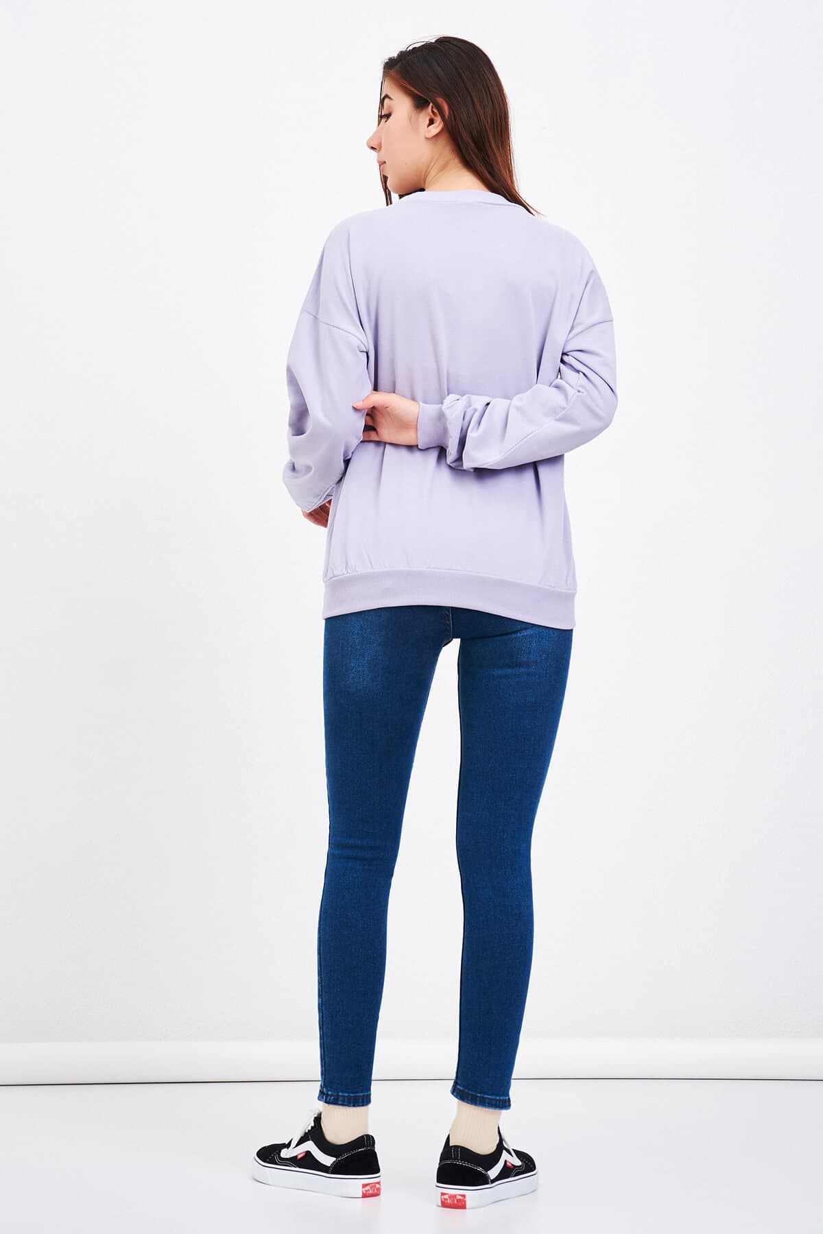 Baykuş Baskılı Sweat Lila