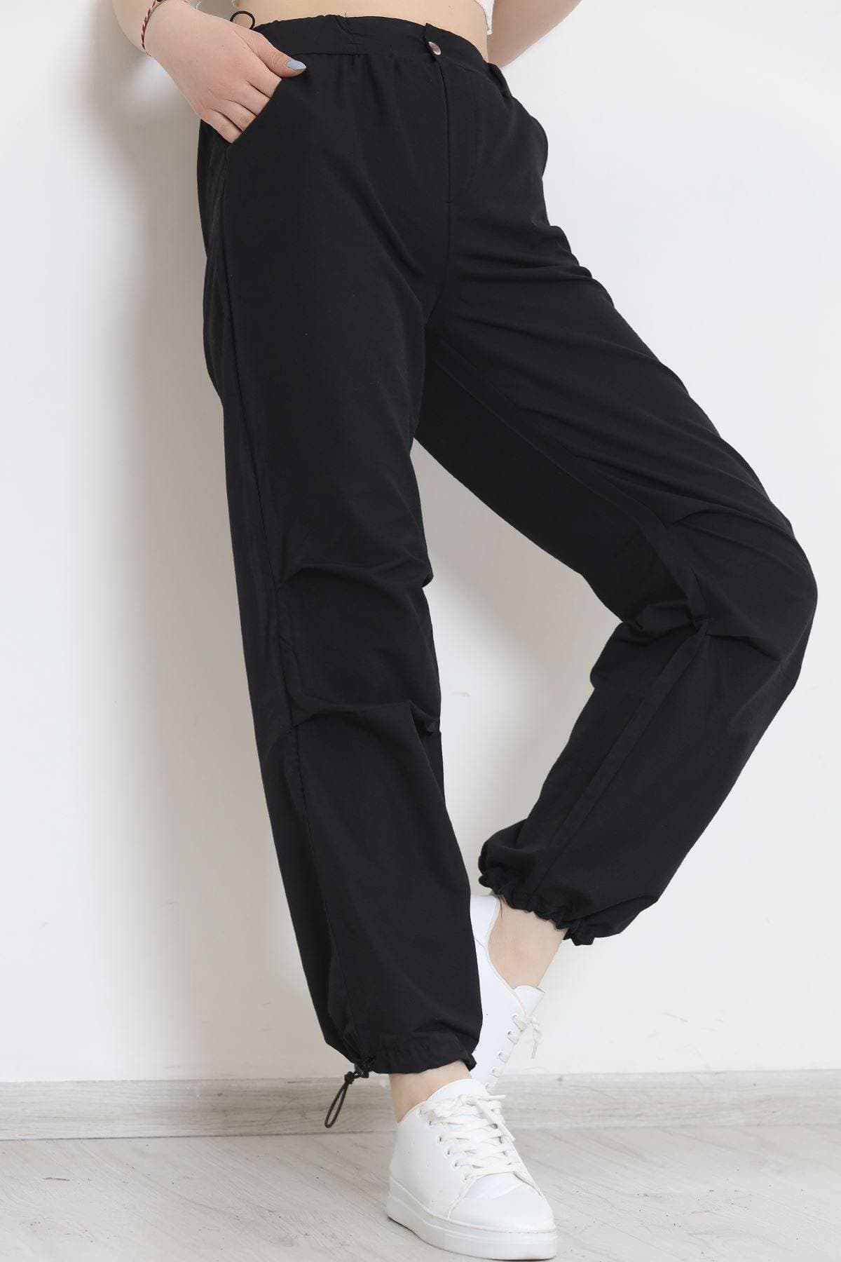 Paraşüt Kumaş Pantolon Siyah