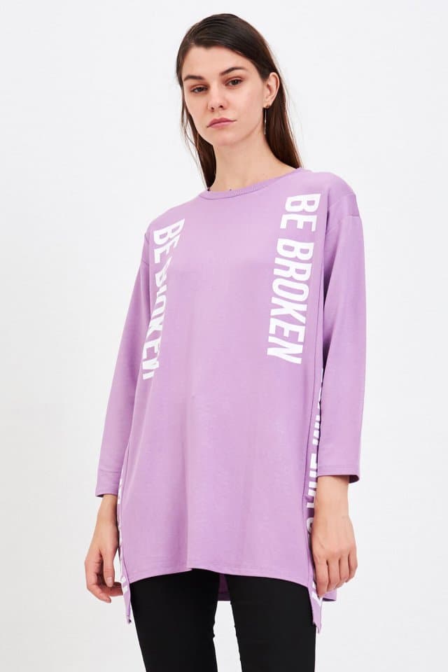 Be Broken Baskılı Bayan Tunik Lila