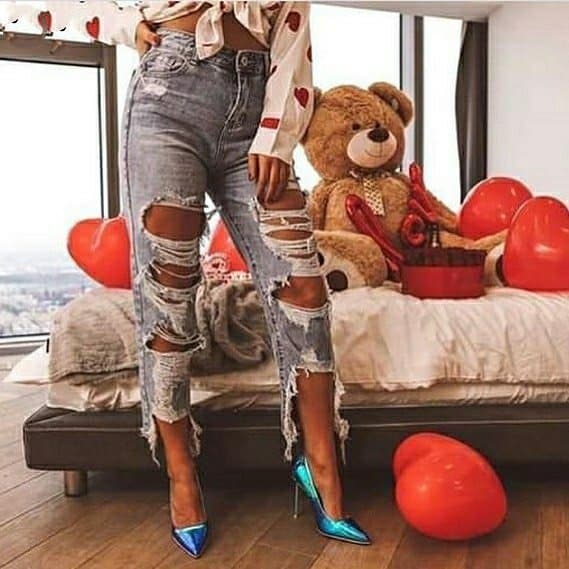 Özel Tasarım Yırtık Detay Kot Pantolon 90cm32bel40cm