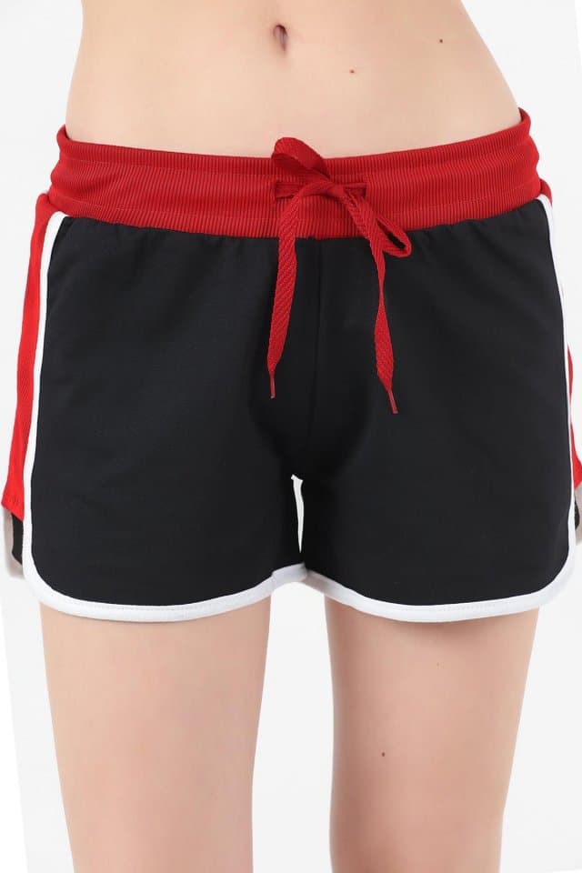 Biyeli Bağcıklı Mini Spor Şort Lacivert