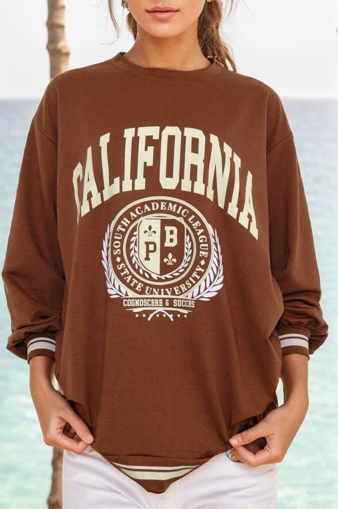 Baskılı Sweat Kahve