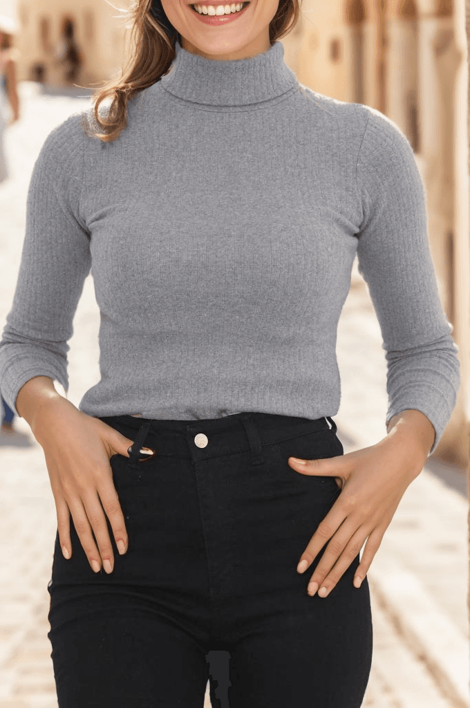 Balıkçı Yaka Body Gri