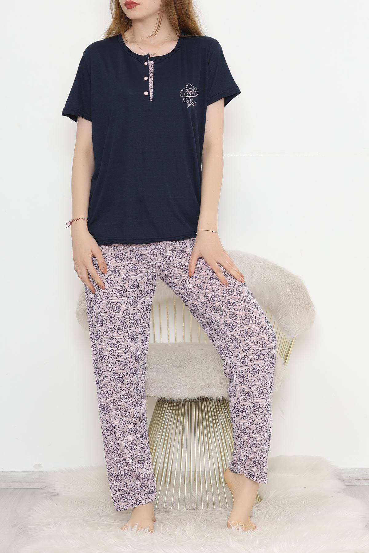 Desenli Pijama Takımı Lacipembe