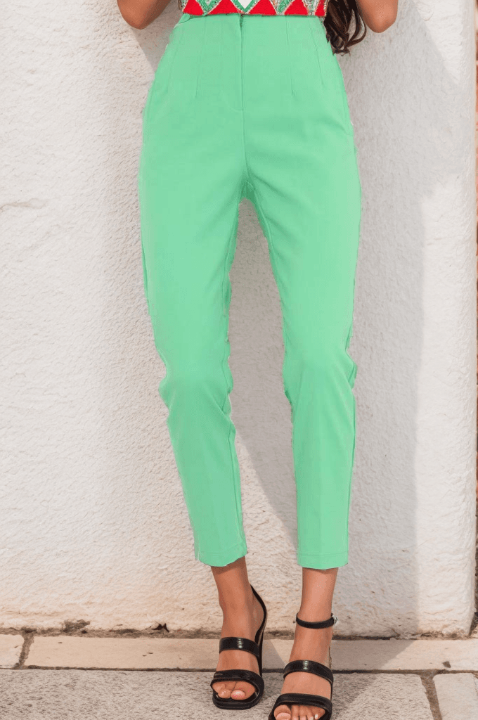 Beli Pensli Duble Pantolon Yeşil