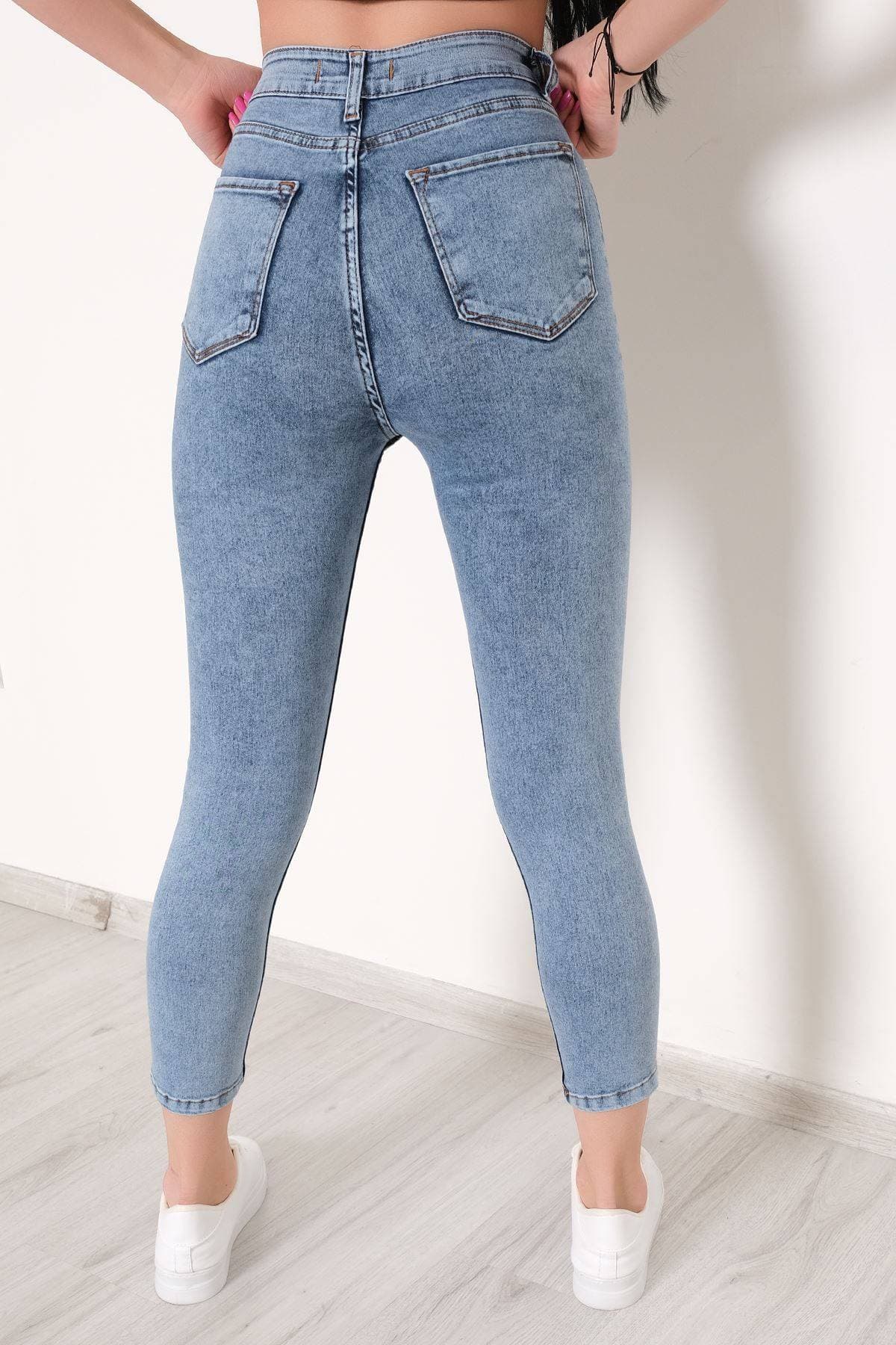 Süper Likra Kot Pantolon Buzmavi