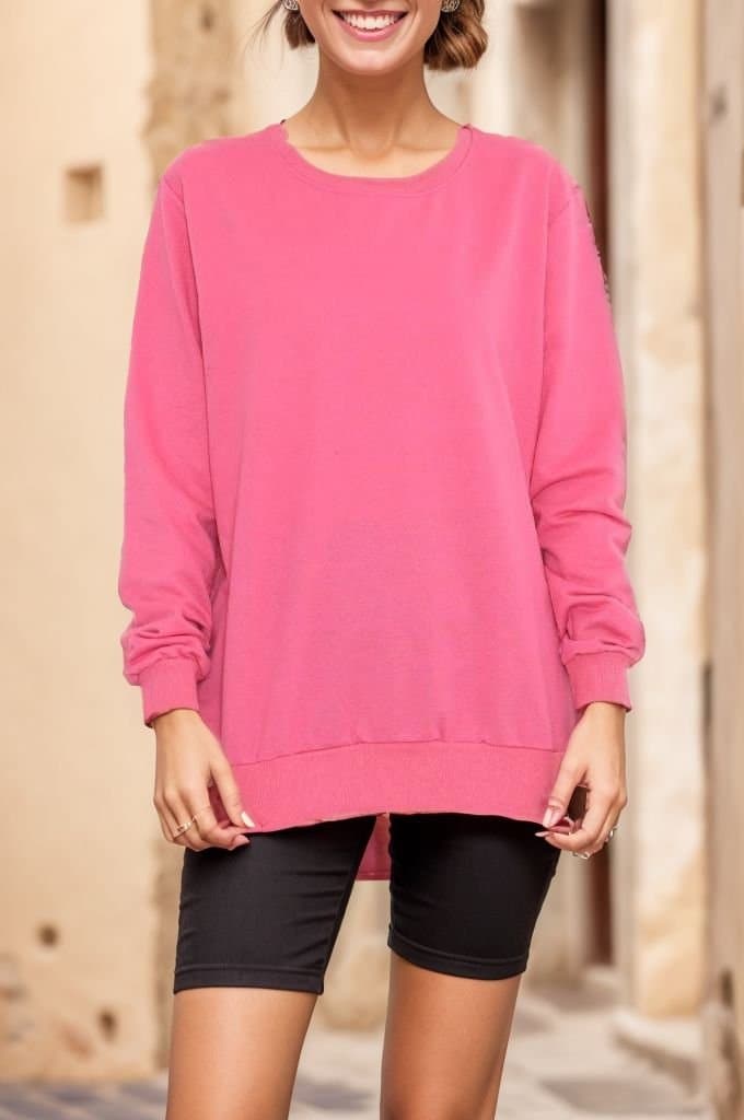 Yırtmaçlı Sweat Fuşya