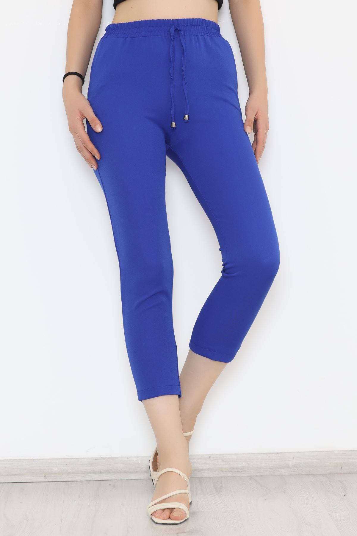 Beli Lastikli Duble Pantolon Saks