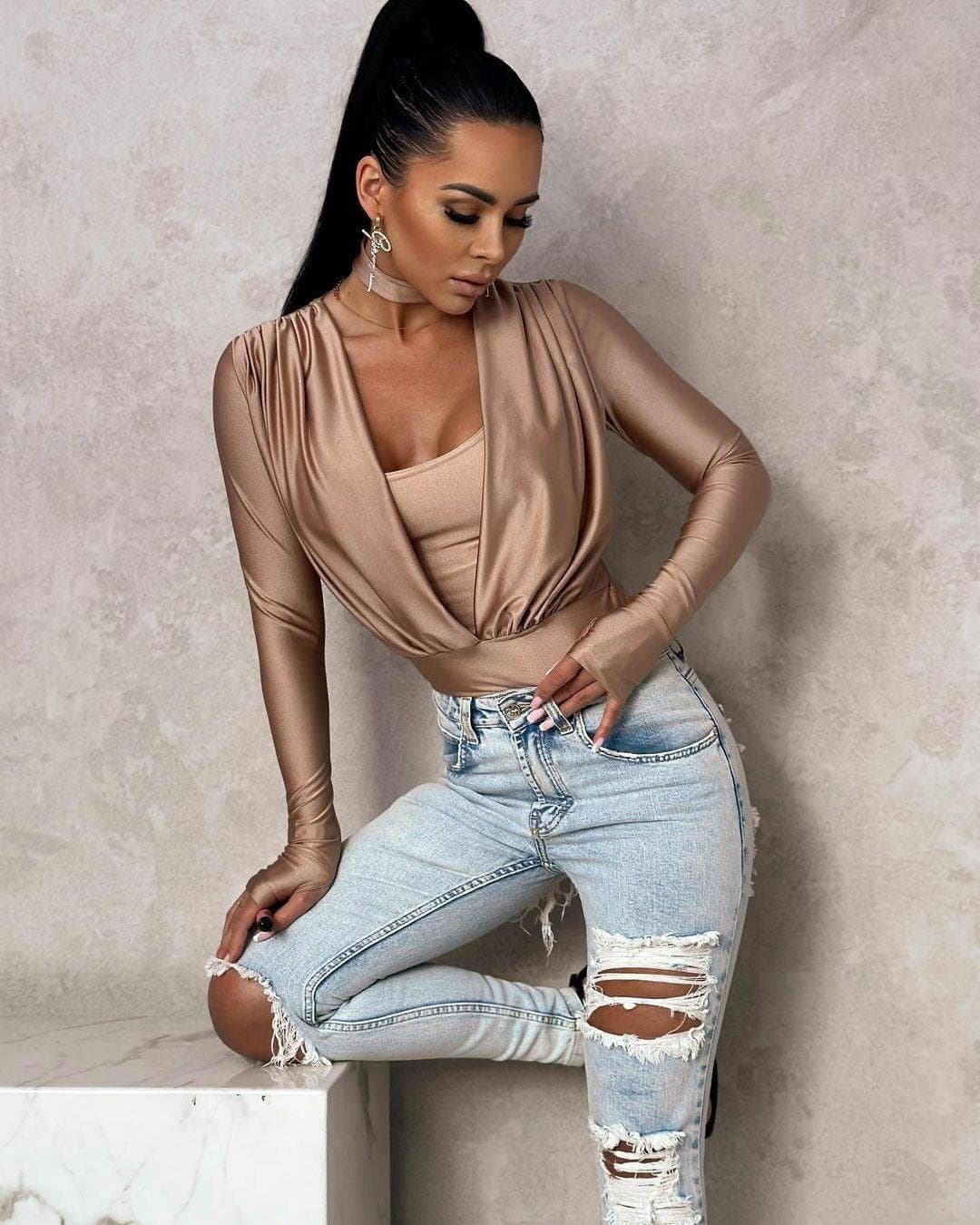Kadın Likralı Bodysuit