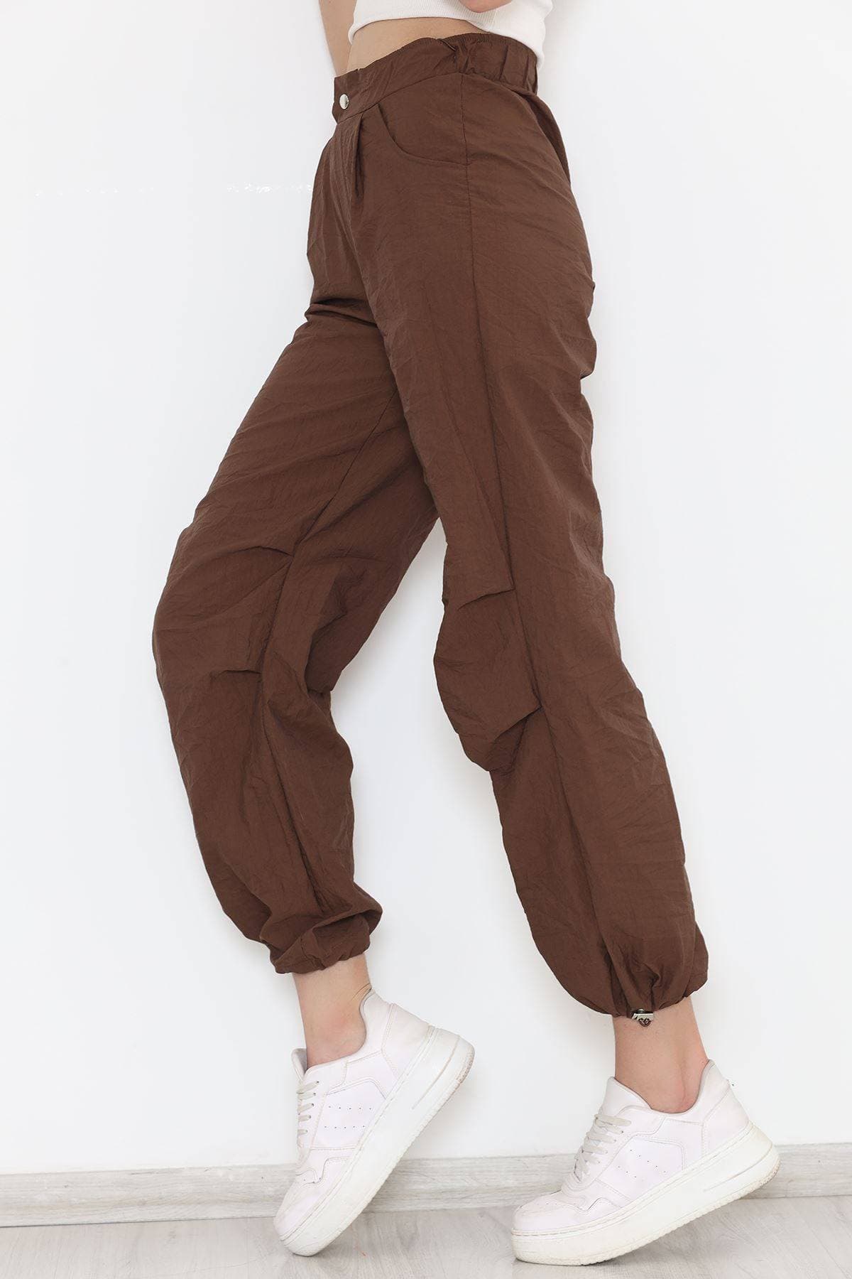 Paraşüt Kumaş Pantolon Kahve