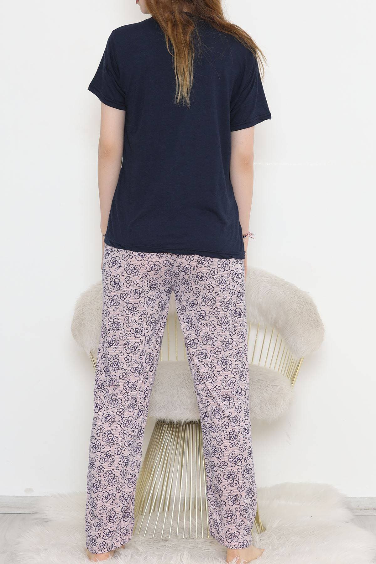 Desenli Pijama Takımı Lacipembe
