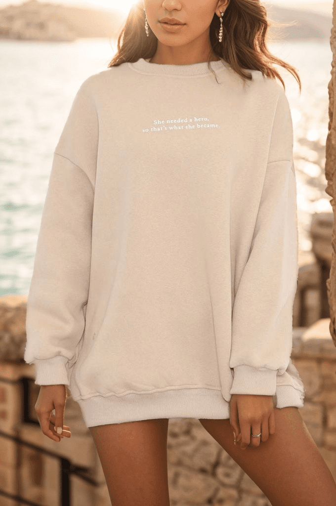 Baskılı Sweat Bej