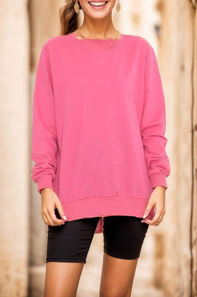 Yırtmaçlı Sweat Fuşya