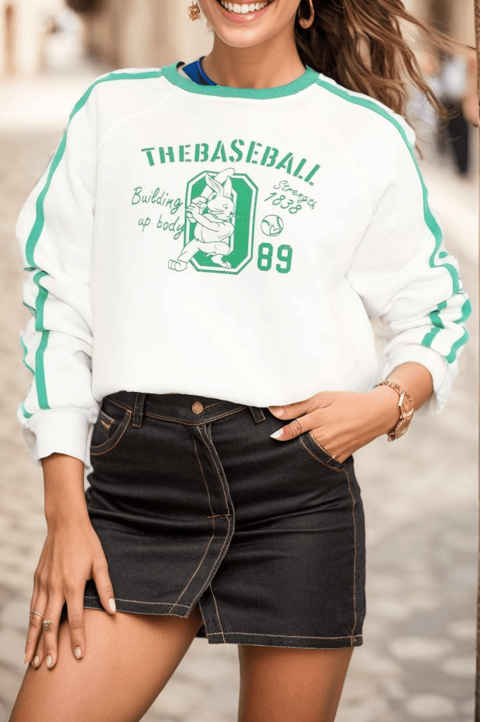Baskılı Sweat Ekru