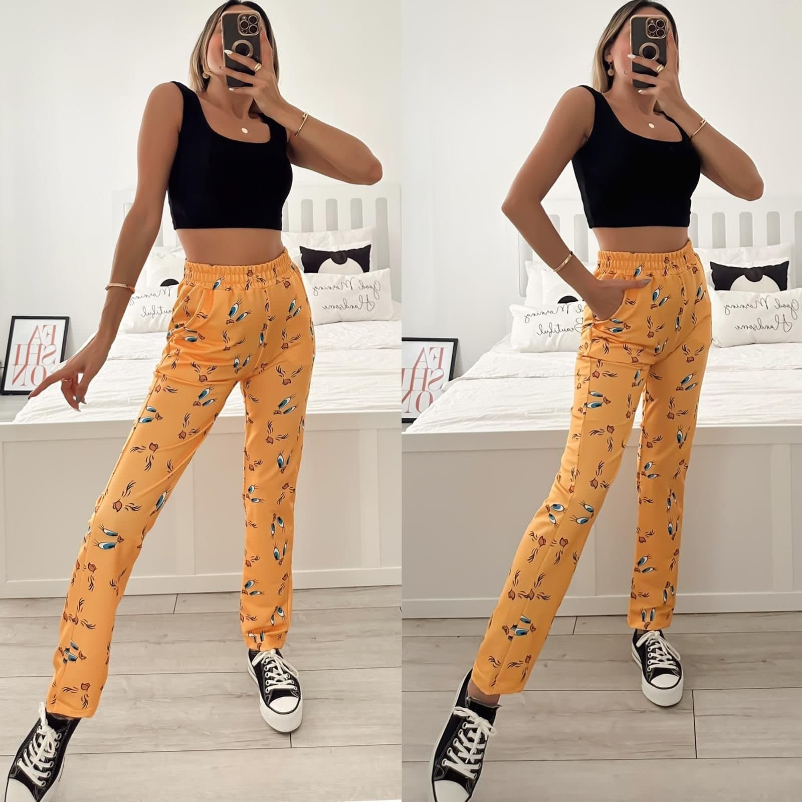 Kadın Tweety Desenli Beli Lastikli Eşofman Altı