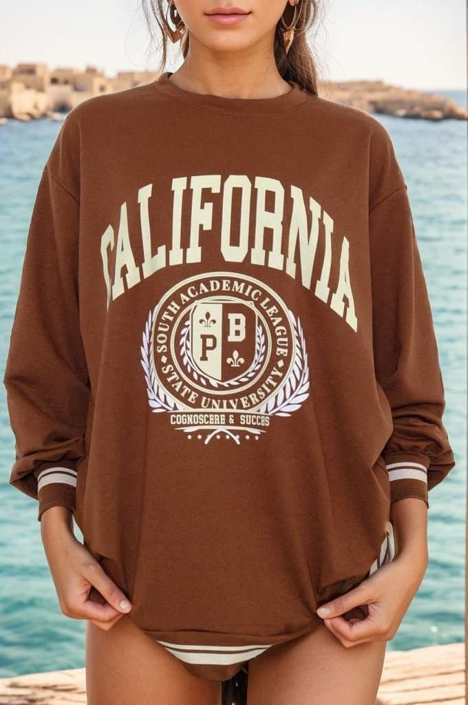 Baskılı Sweat Kahve