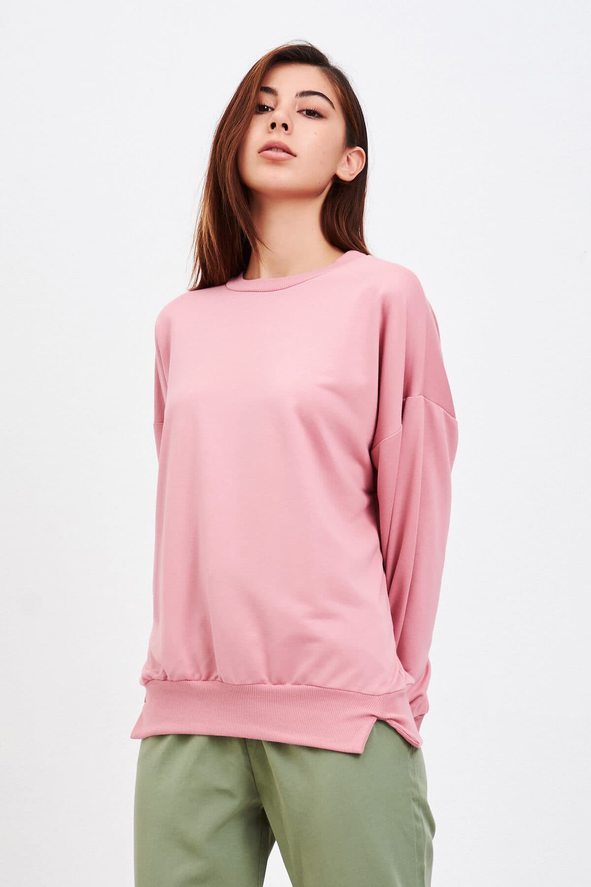 Basic Salaş Sweat Pembe