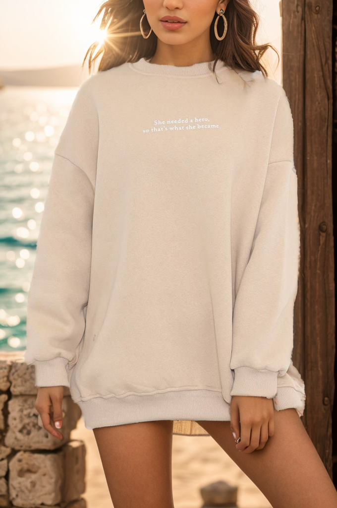 Baskılı Sweat Bej