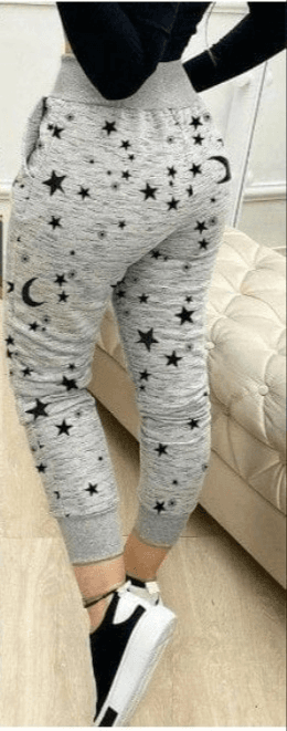 Kadın Gece Baskılı Bağcıklı Iki Iplik Eşofman Altı