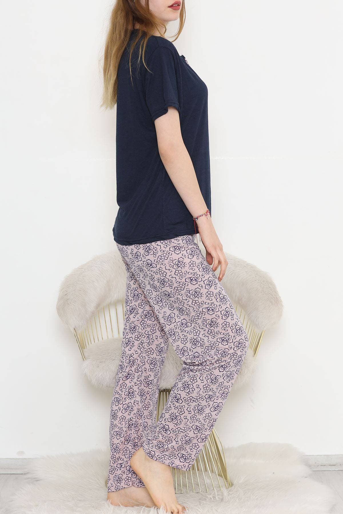 Desenli Pijama Takımı Lacipembe