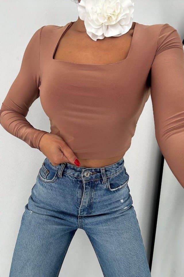Kare Yaka Uzun Kollu Crop Taba
